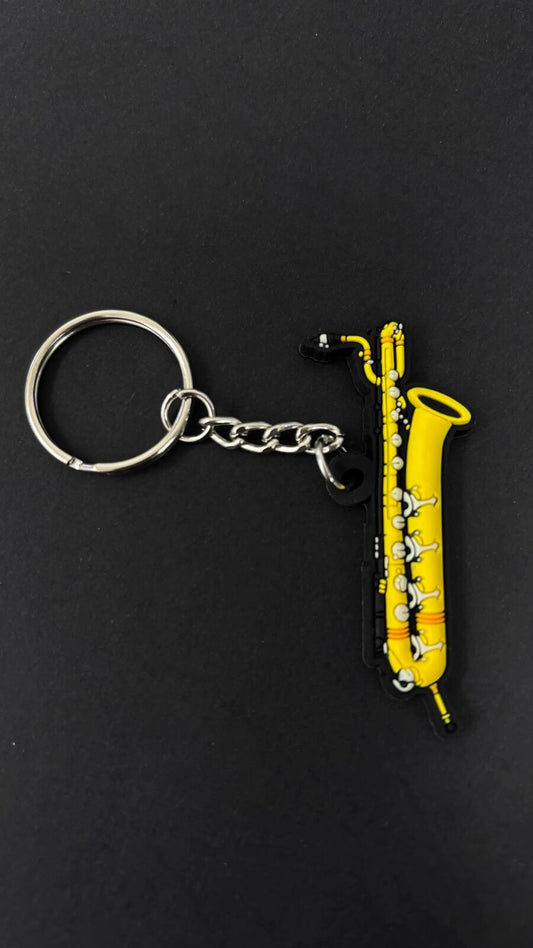 Musician Designer Baritone Saxophone Keyring in Durable PVC with Gift Envelope