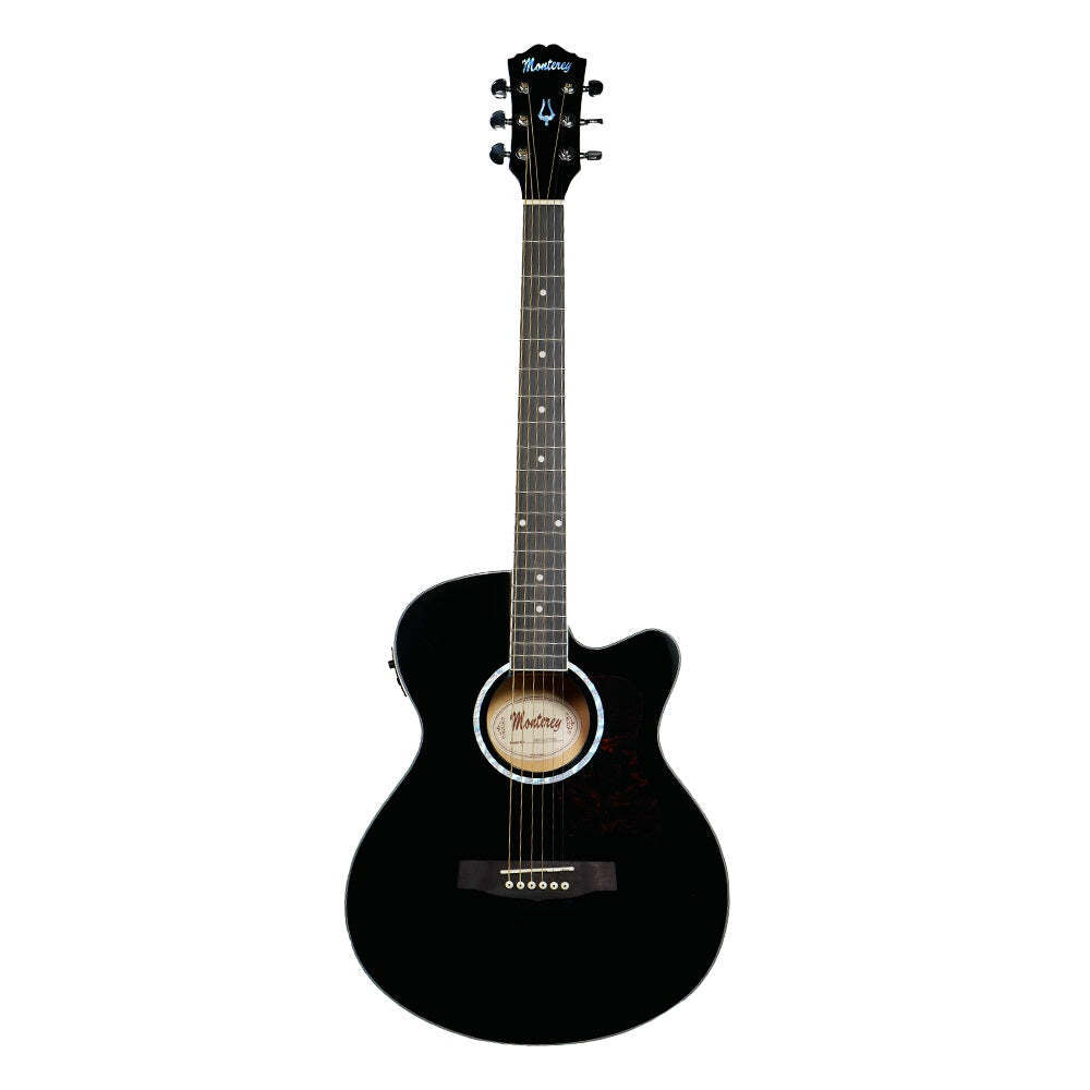Monterey MEA-17BK Acoustic Guitar Black w/ Pickup & Cutaway