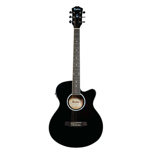 Monterey MEA-17BK Acoustic Guitar Black w/ Pickup & Cutaway