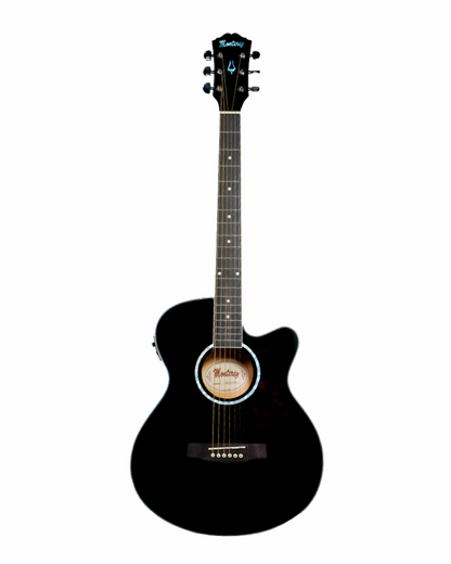 Monterey Acoustic/Electric Guitar Black with Free Teal Ukulele Bundle — view 2