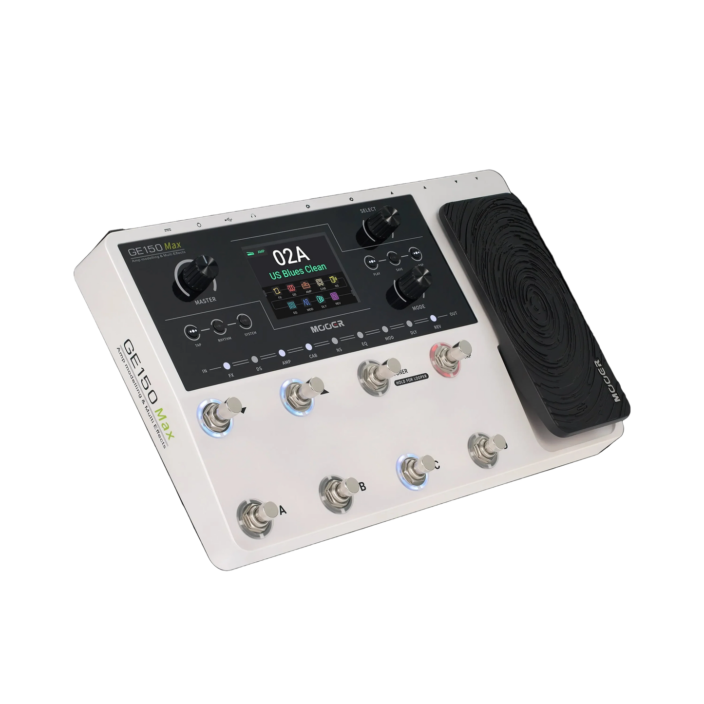 Mooer GE-150 Max Guitar Multi-Effects Processor with 8 Footswitches, 200 Presets, 55 Amp Models, 170 Effects, and USB-C Connectivity — view 4