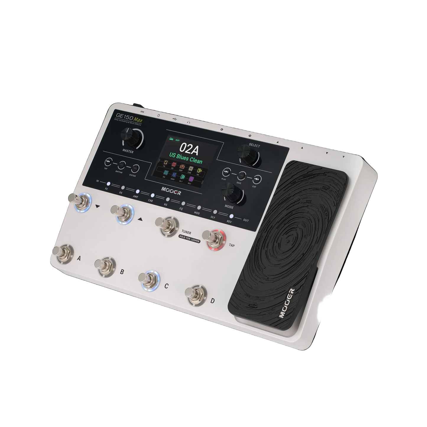 Mooer GE-150 Max Guitar Multi-Effects Processor with 8 Footswitches, 200 Presets, 55 Amp Models, 170 Effects, and USB-C Connectivity — view 3