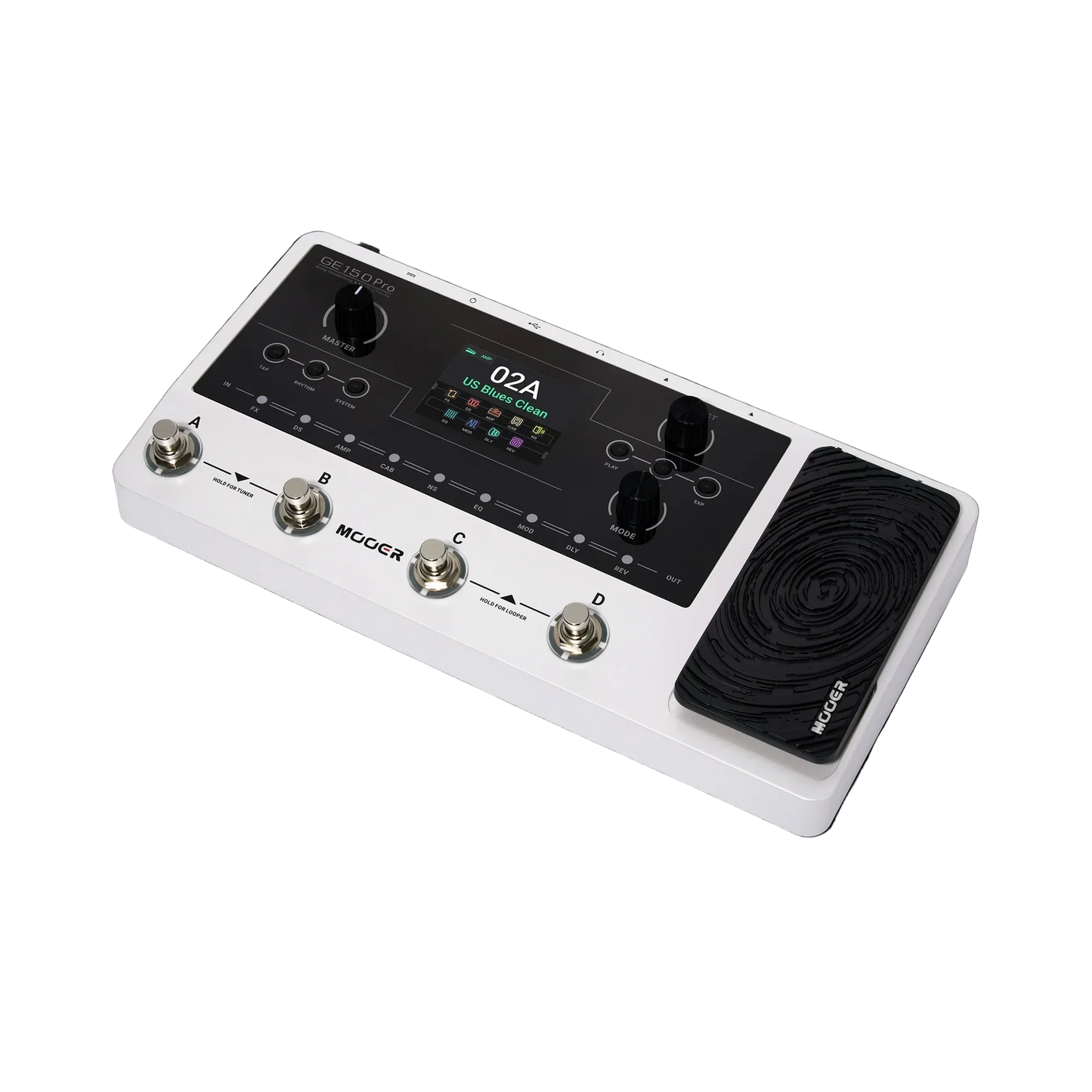 Mooer GE-150 Pro Guitar Multi-Effects Processor with 200 Presets, 55 Preamps, 26 Cab Simulations, 4 Footswitches, 80s Looper, USB-C Output — view 2