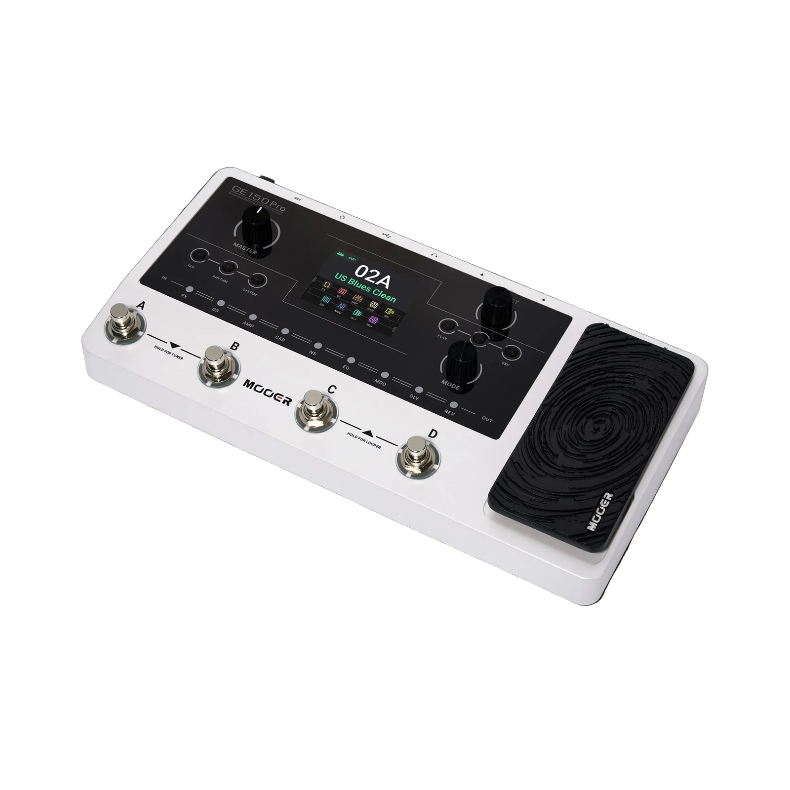 Mooer GE-150 Pro Guitar Multi-Effects Processor with 200 Presets, 55 Preamps, 26 Cab Simulations, 4 Footswitches, 80s Looper, USB-C Output — view 2