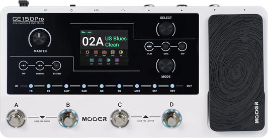 Mooer GE-150 Pro Guitar Multi-Effects Processor with 200 Presets, 55 Preamps, 26 Cab Simulations, 4 Footswitches, 80s Looper, USB-C Output