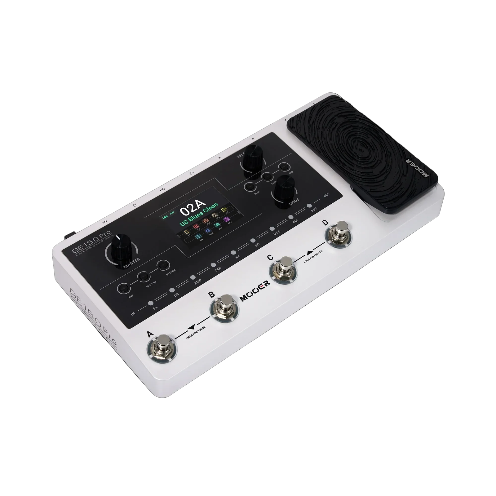 Mooer GE-150 Pro Guitar Multi-Effects Processor with 200 Presets, 55 Preamps, 26 Cab Simulations, 4 Footswitches, 80s Looper, USB-C Output — view 3