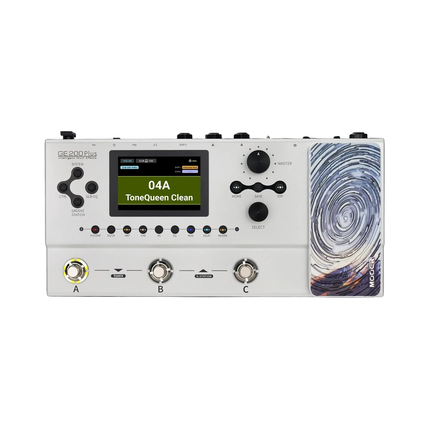 Mooer GE-200 Plus Guitar Multi-Effects Processor with Bluetooth and USB-C, 270+ Effects, 74 Preamps, 255 Presets, 60s Looper, White Model