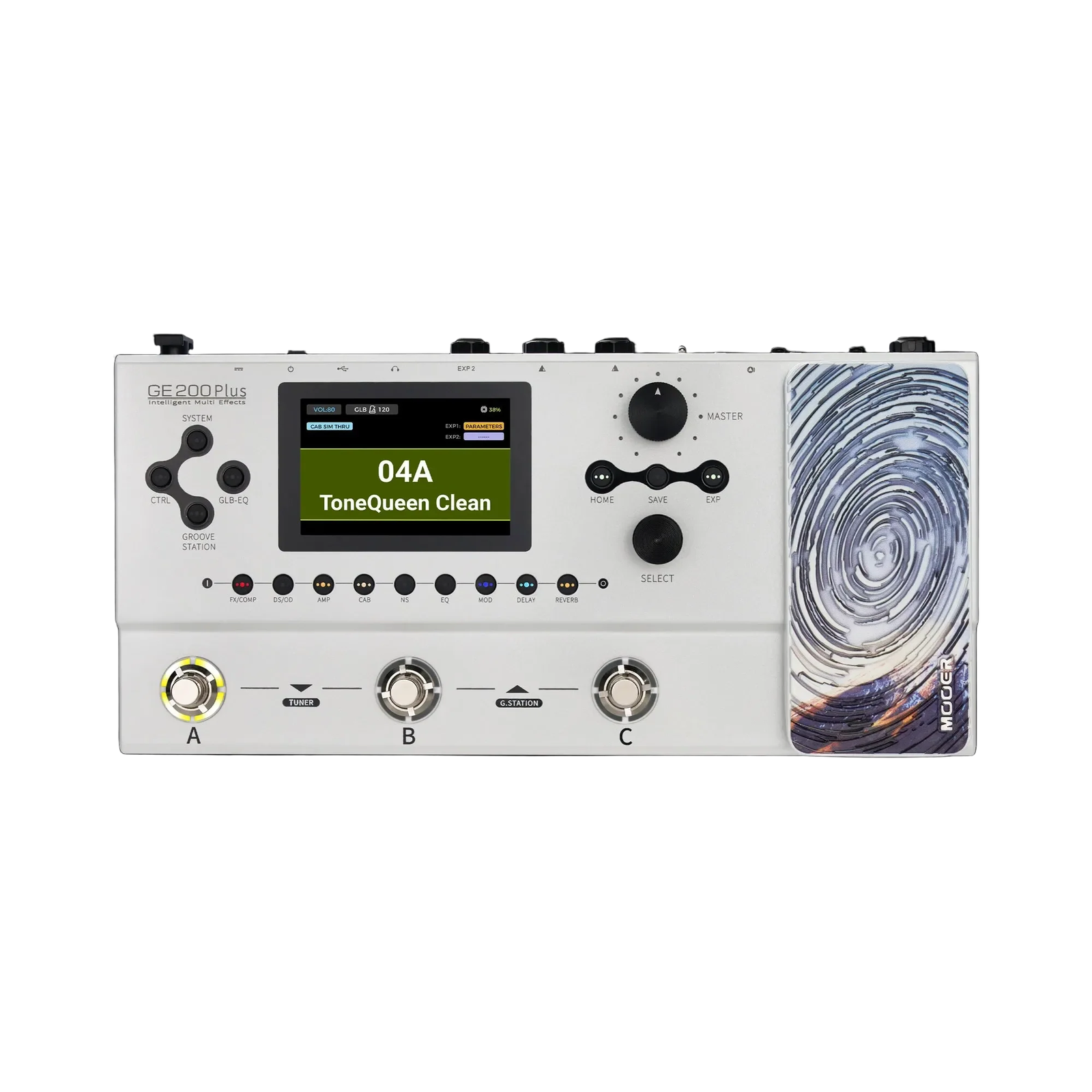 Mooer GE-200 Plus Guitar Multi-Effects Processor with Bluetooth and USB-C, 270+ Effects, 74 Preamps, 255 Presets, 60s Looper, White Model