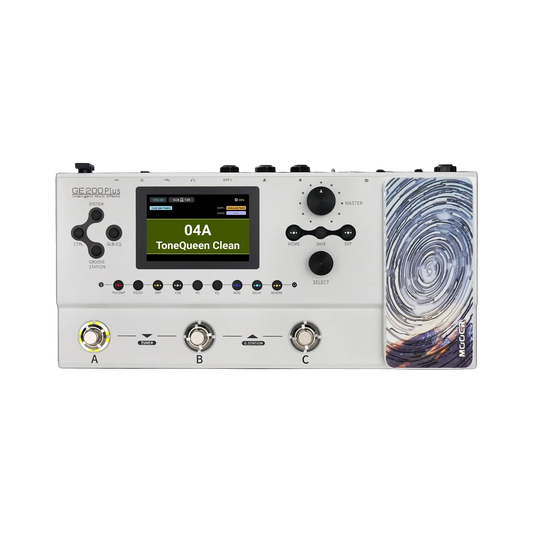 Mooer GE-200 Plus Guitar Multi-Effects Processor with Bluetooth and USB-C, 270+ Effects, 74 Preamps, 255 Presets, 60s Looper, White Model