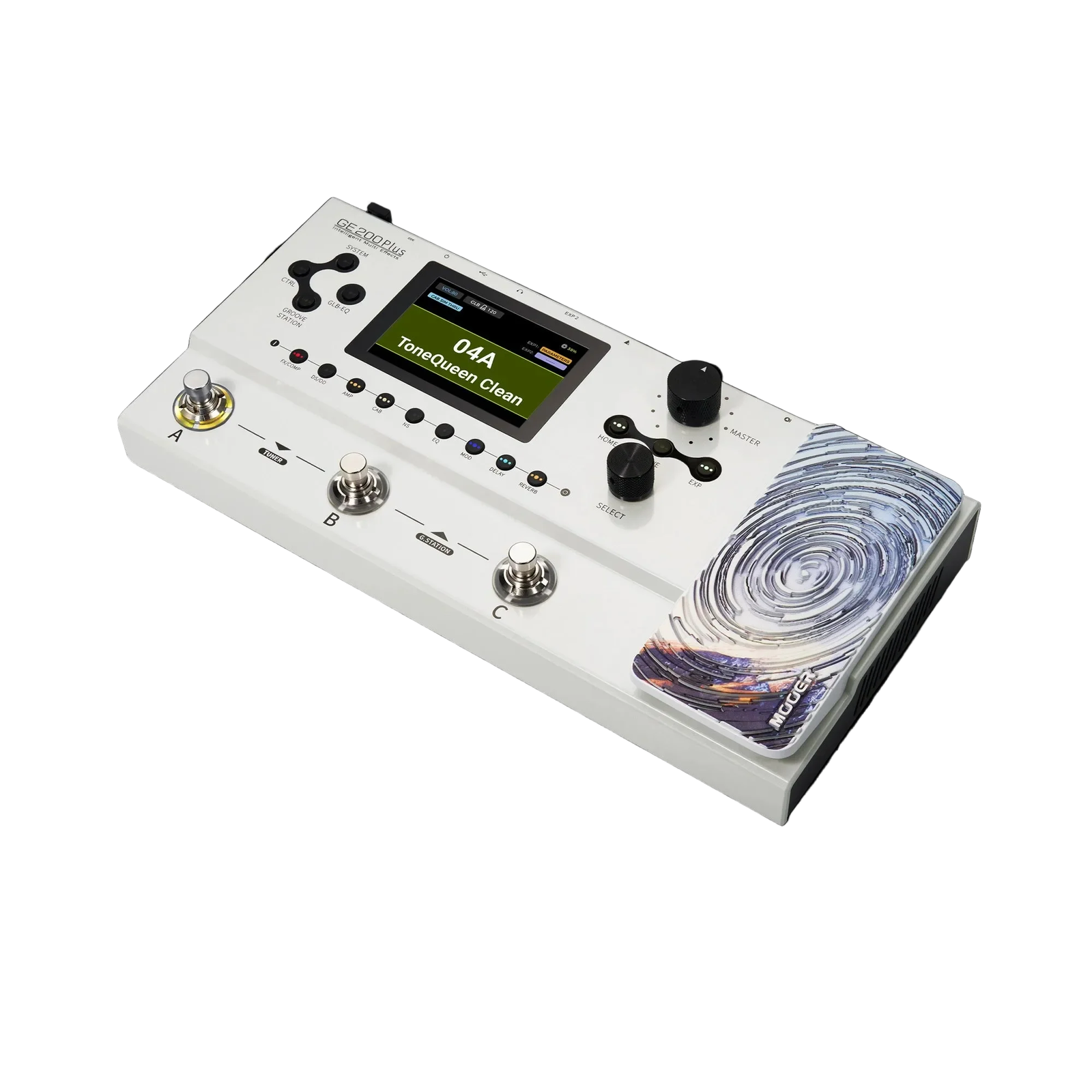 Mooer GE-200 Plus Guitar Multi-Effects Processor with Bluetooth and USB-C, 270+ Effects, 74 Preamps, 255 Presets, 60s Looper, White Model — view 4