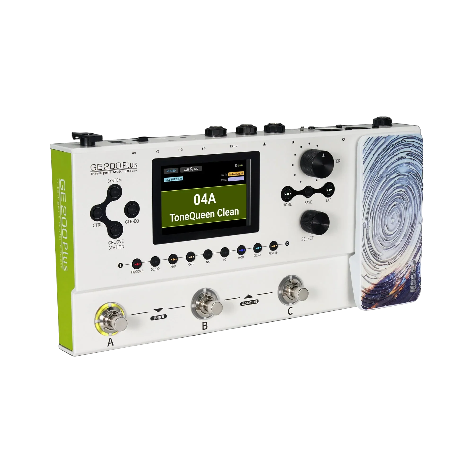 Mooer GE-200 Plus Guitar Multi-Effects Processor with Bluetooth and USB-C, 270+ Effects, 74 Preamps, 255 Presets, 60s Looper, White Model — view 3