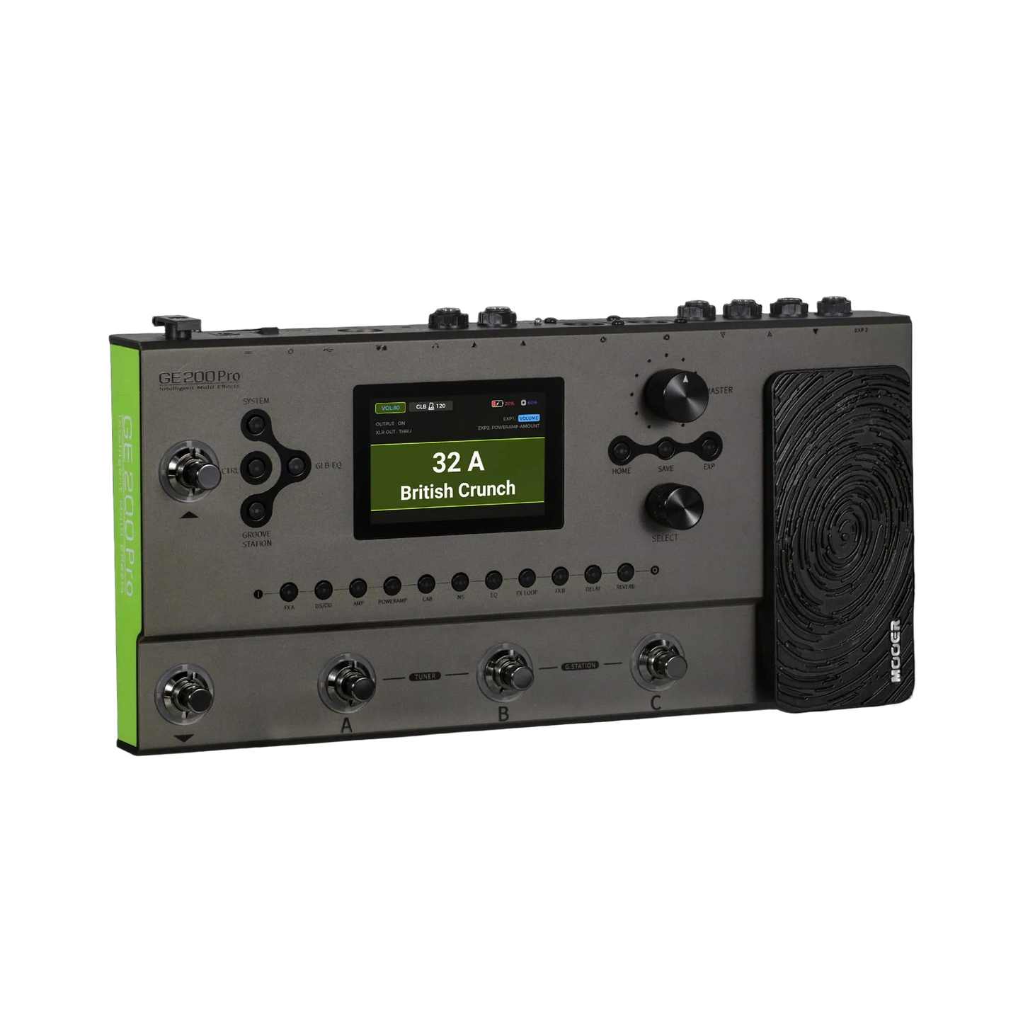 Mooer GE-200 Pro Guitar Multi-Effects Processor with 286 Effects, 3.5" LCD, 70 Drum Patterns, USB-C, Bluetooth, and MIDI I/O