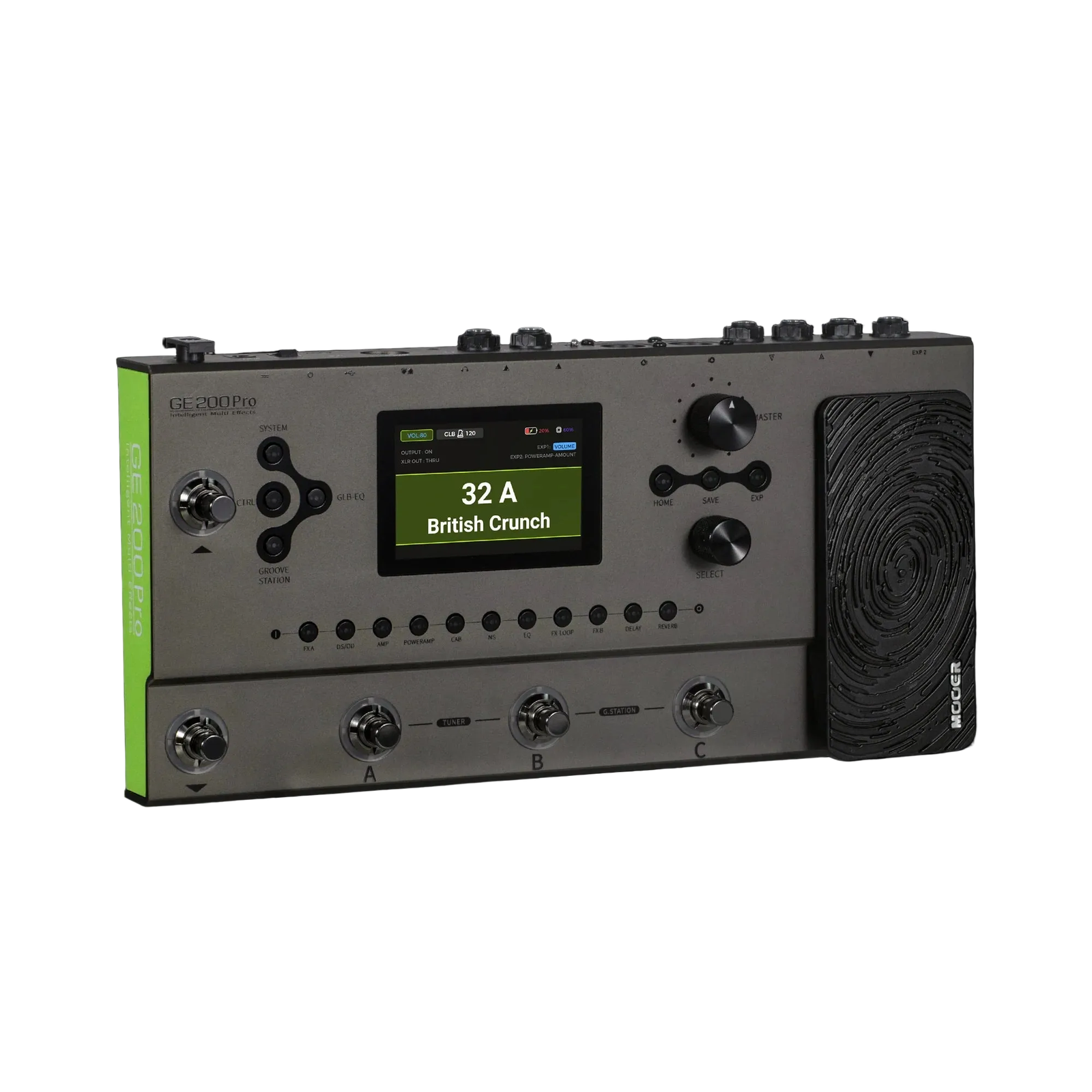 Mooer GE-200 Pro Guitar Multi-Effects Processor with 286 Effects, 3.5" LCD, 70 Drum Patterns, USB-C, Bluetooth, and MIDI I/O