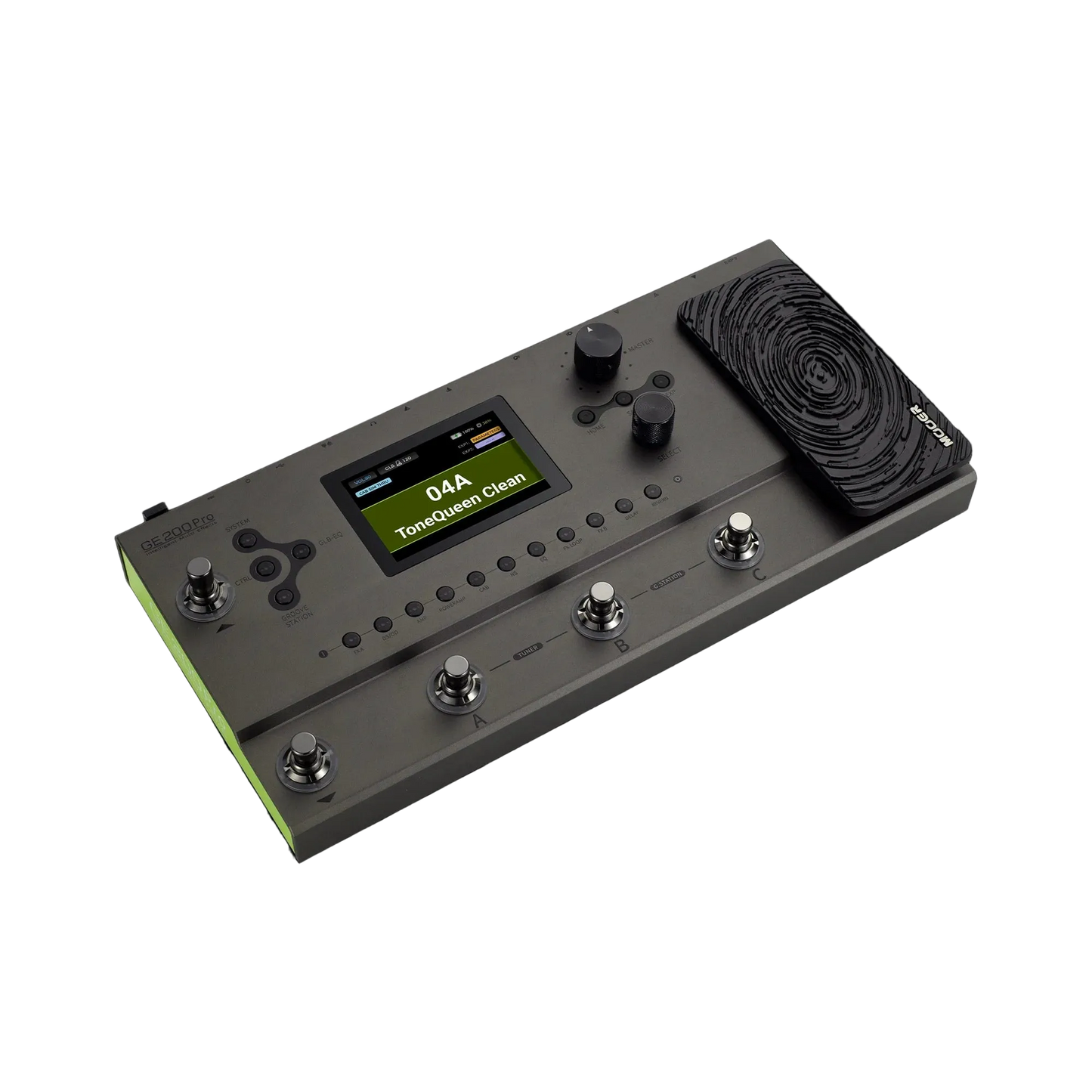 Mooer GE-200 Pro Guitar Multi-Effects Processor with 286 Effects, 3.5" LCD, 70 Drum Patterns, USB-C, Bluetooth, and MIDI I/O — view 3