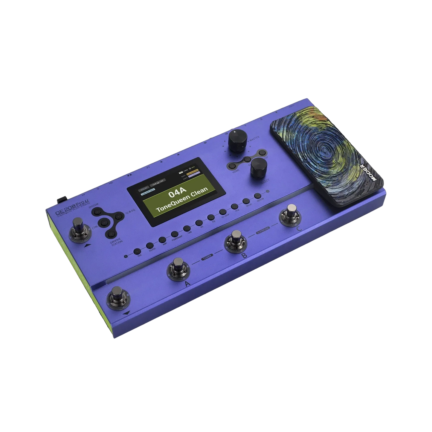 Mooer GE-200 Pro Li Rechargeable Guitar Multi-Effects Processor with 286 Effects, 3.5" LCD, Bluetooth, and Built-in Looper — view 3