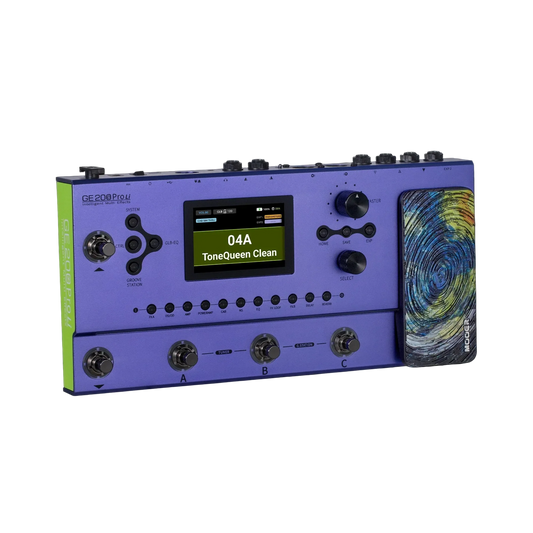 Mooer GE-200 Pro Li Rechargeable Guitar Multi-Effects Processor with 286 Effects, 3.5" LCD, Bluetooth, and Built-in Looper