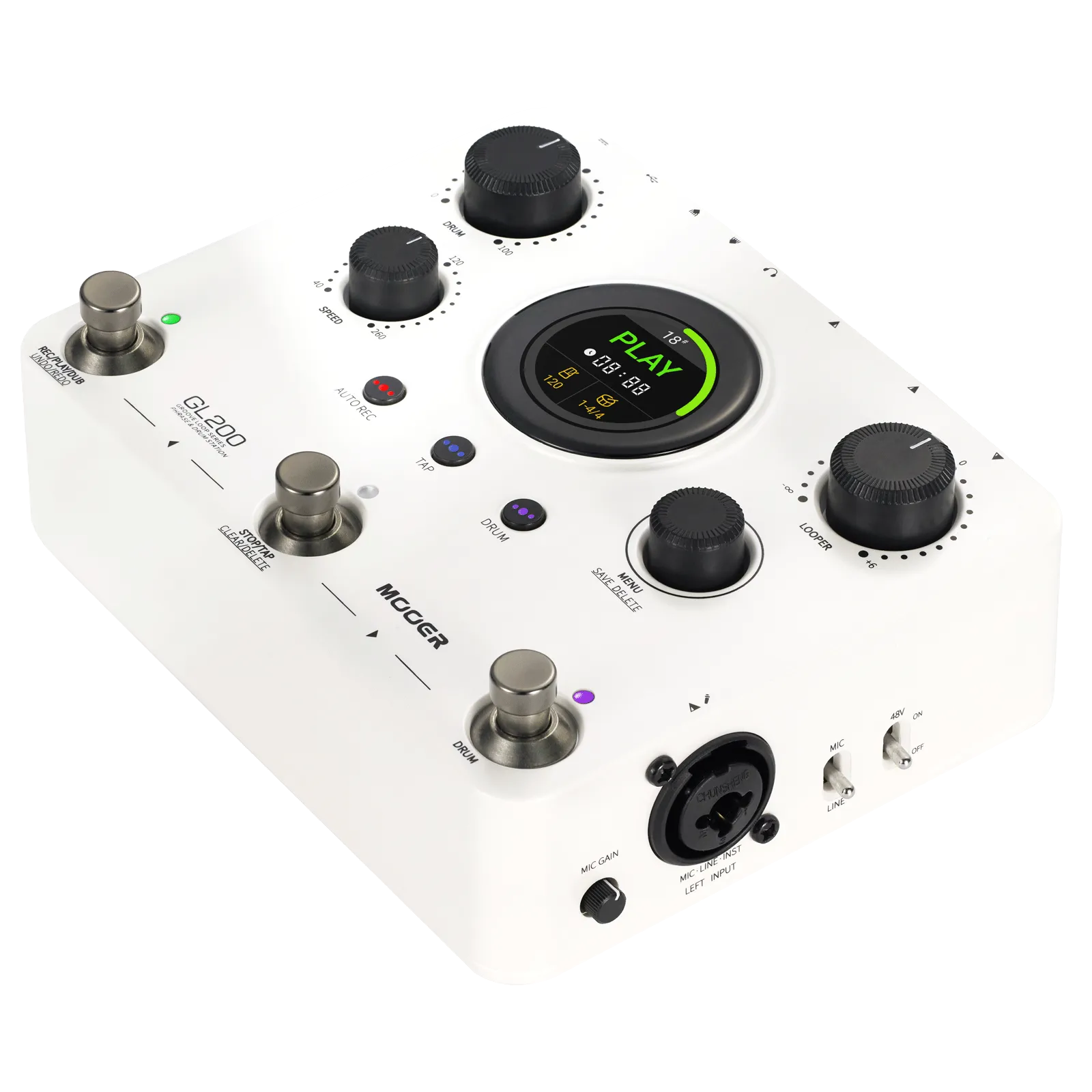 Mooer GL200 Stereo Looper and Drum Machine Pedal with Bluetooth and DrumMatch AI — view 4