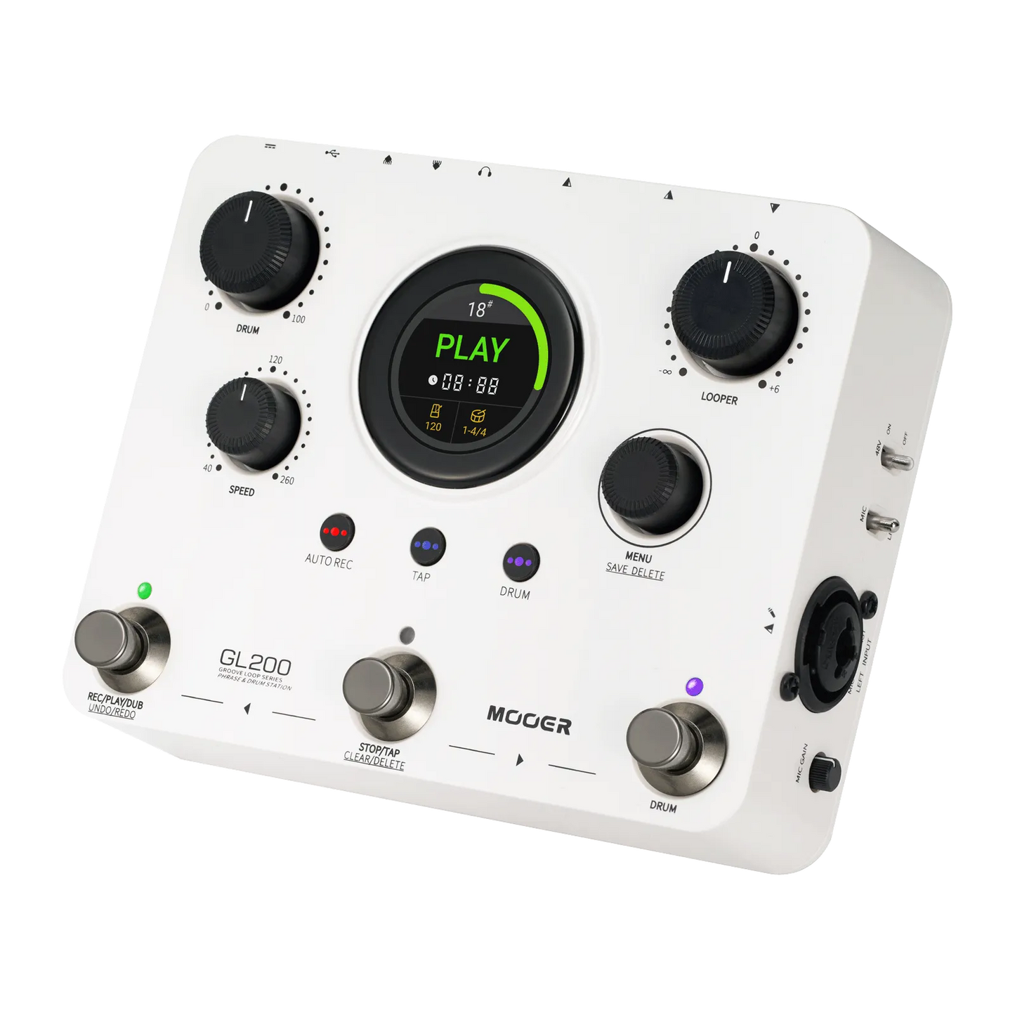 Mooer GL200 Stereo Looper and Drum Machine Pedal with Bluetooth and DrumMatch AI