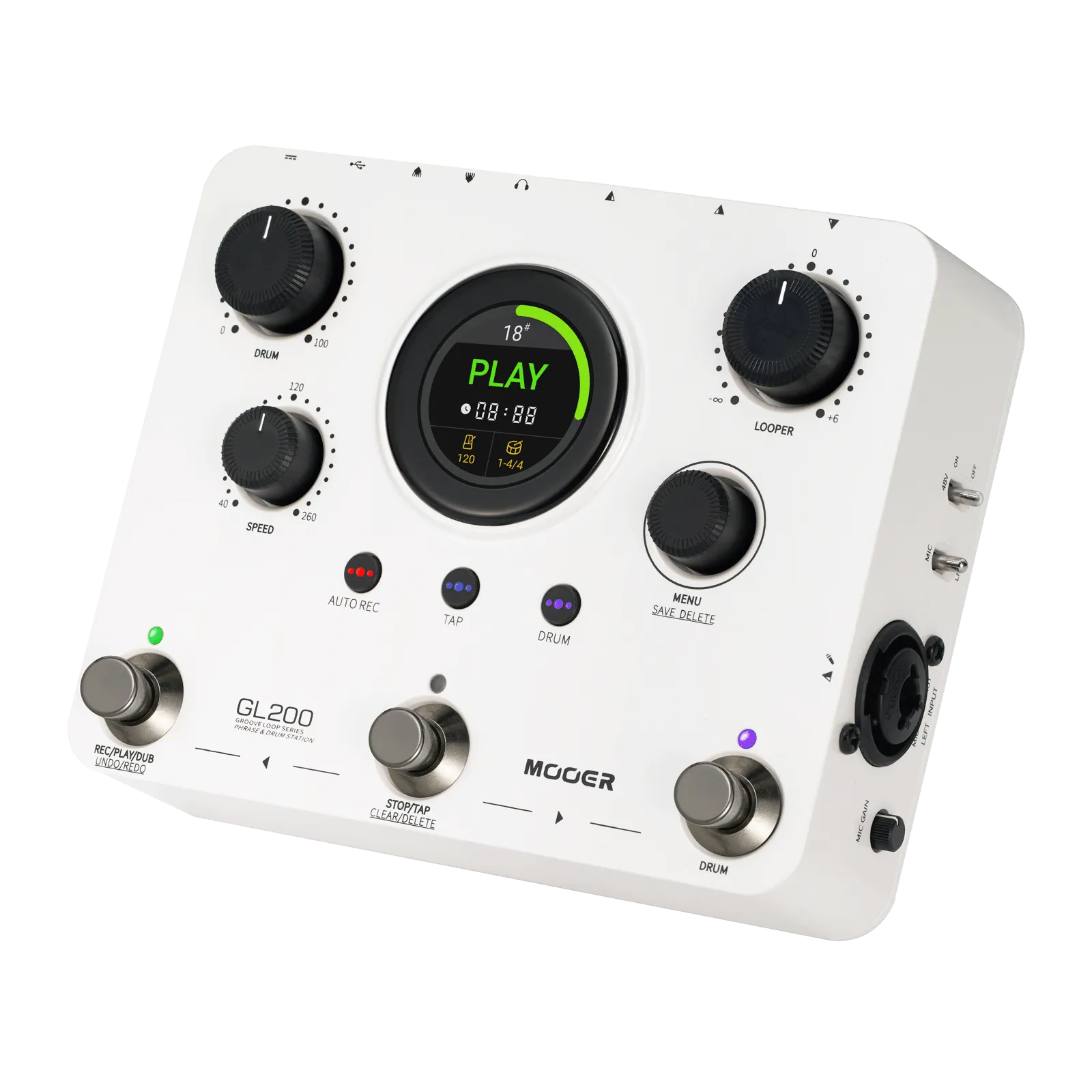 Mooer GL200 Stereo Looper and Drum Machine Pedal with Bluetooth and DrumMatch AI