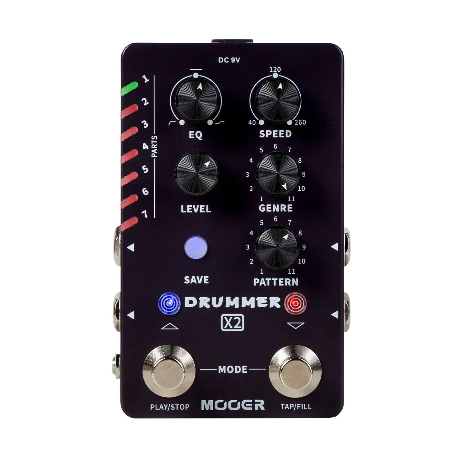 Mooer Drummer X2 M728 Dual Footswitch Drum Machine Pedal with 121 Grooves, 11 Song Banks, TAP TEMPO, EQ Control, Stereo I/O