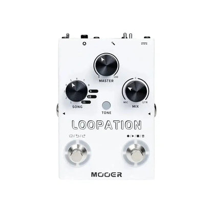 Mooer Loopation Looper Pedal with 11 Save Slots, Built-in Reverb, Dual Inputs, Multi-Functional Footswitches, and 48V Phantom Power