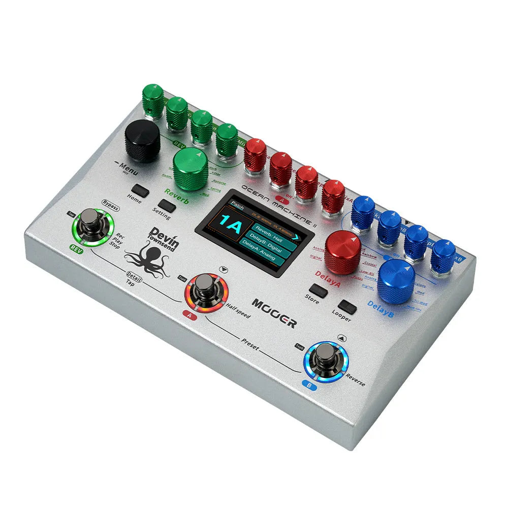 Mooer Ocean Machine II Delay Reverb Looper Effects Processor with Enhanced DSP and 120 Seconds Recording Time — view 3