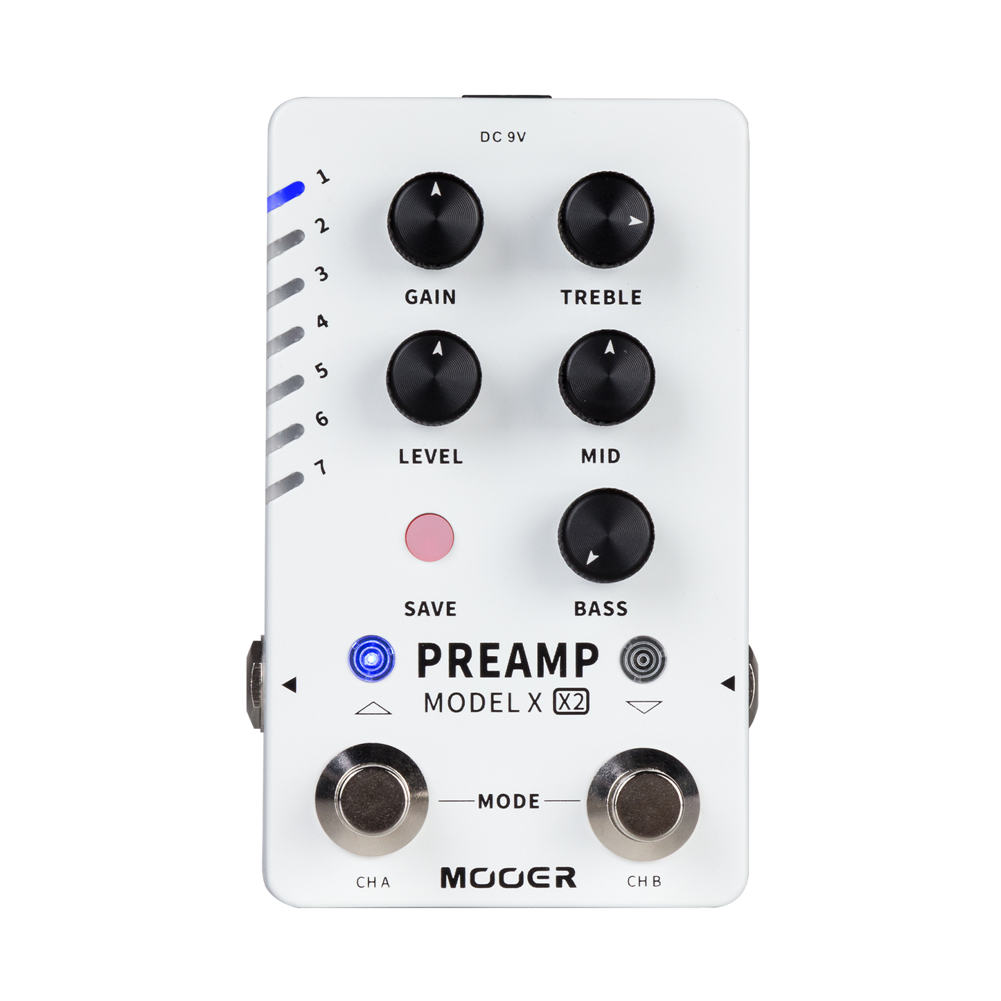 Mooer Dual Footswitch Digital Preamp Model X2 Guitar Effects Pedal with 14 Preset Slots and Editor Software