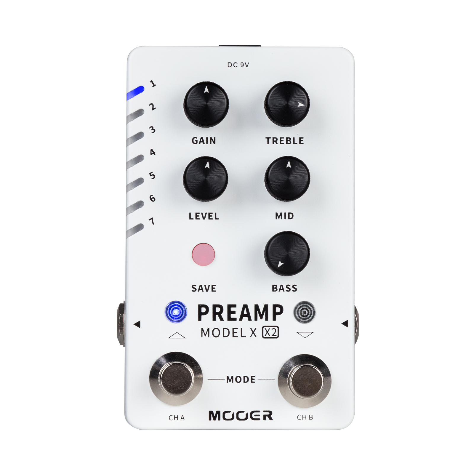 Mooer Dual Footswitch Digital Preamp Model X2 Guitar Effects Pedal with 14 Preset Slots and Editor Software