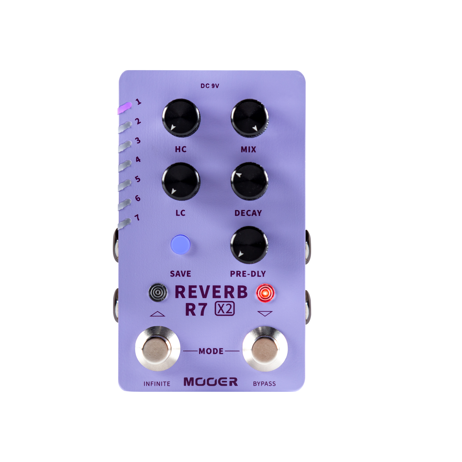 Mooer R7 X2 Dual Footswitch Stereo Reverb Guitar Effects Pedal with 14 Reverb Types and Preset Function