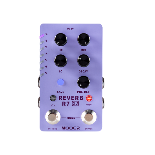 Mooer R7 X2 Dual Footswitch Stereo Reverb Guitar Effects Pedal with 14 Reverb Types and Preset Function