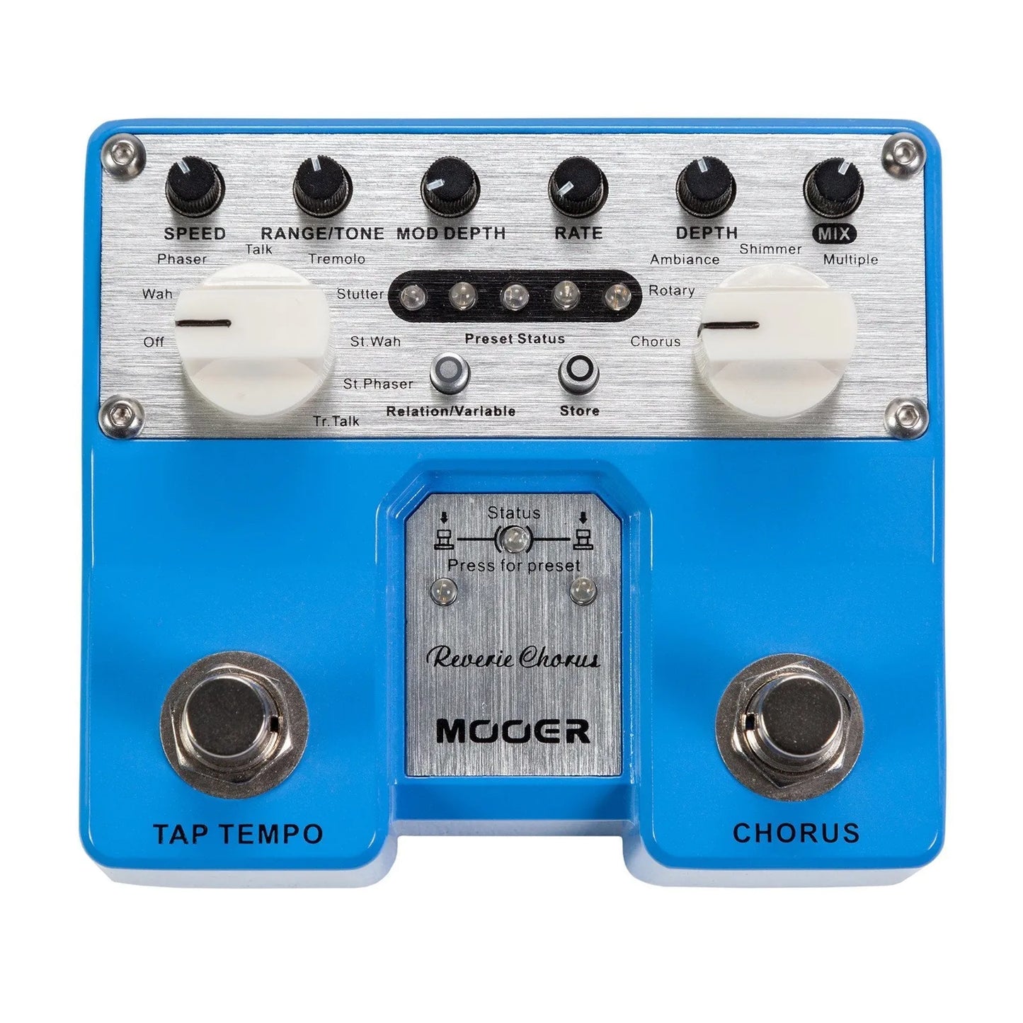 Mooer Reverie Chorus Dual Guitar Effects Pedal with 5 Modes, 8 Modulation Effects, 5 Tone Storage Channels, and Stereo Input/Output