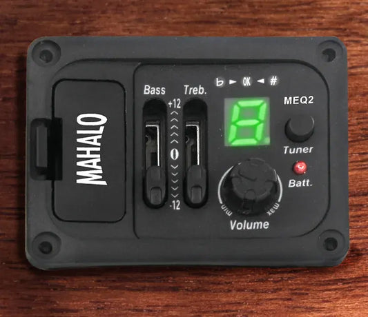 Mahalo MEQ2 Ukulele Pickup & EQ with 2-Band EQ and Chromatic Tuner