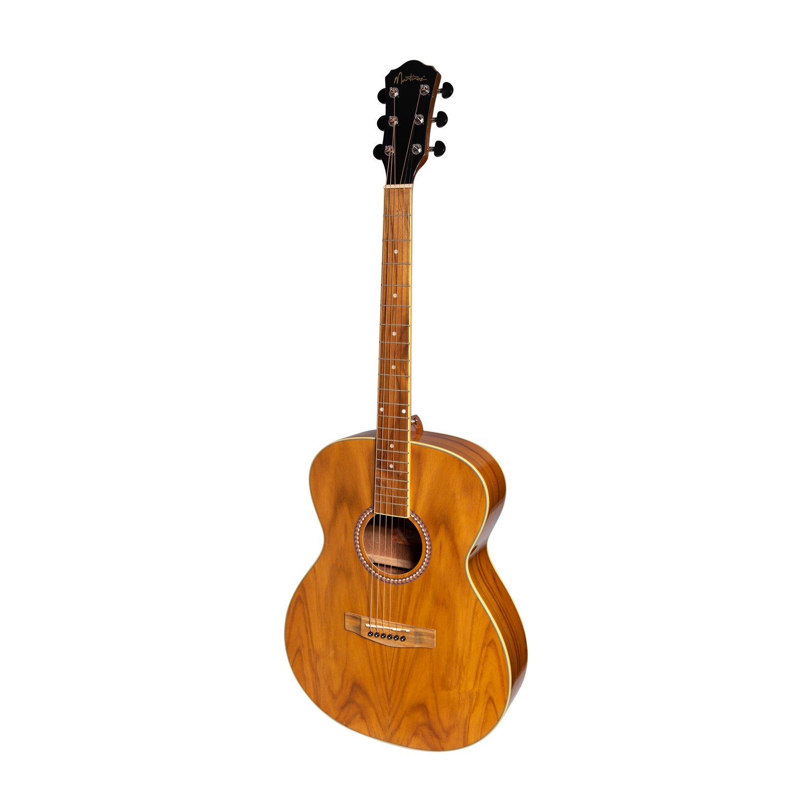Martinez MF-25JG-NST Acoustic Gloss Small Body Guitar Jati-Teakwood Natural