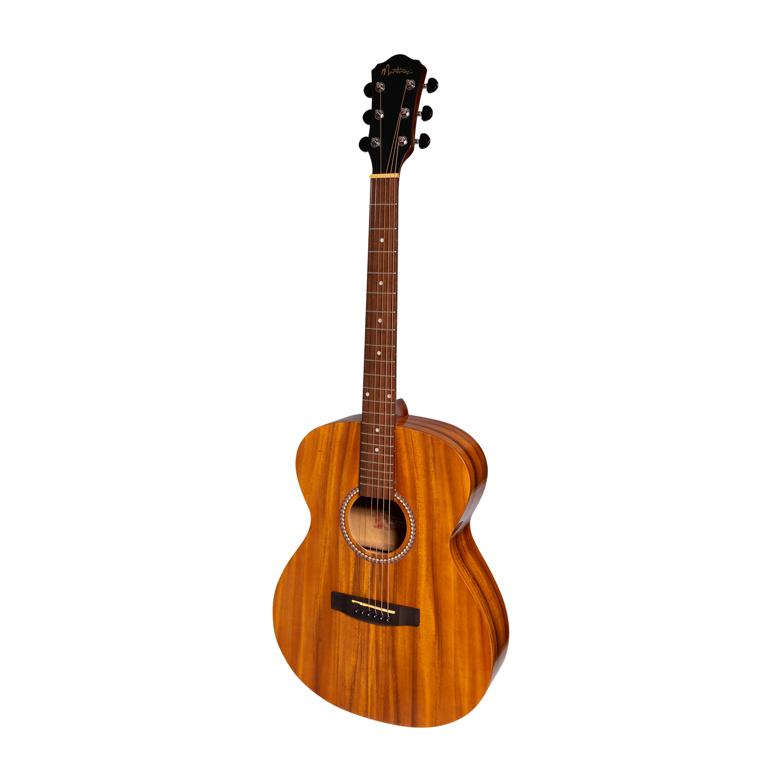 Martinez MF-25KPGL-NST Left Handed Acoustic-Electric Gloss Small Body Guitar Koa