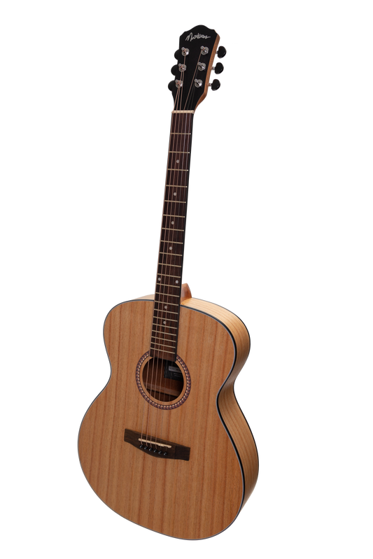 Martinez MF-25MWG-NST Gloss Acoustic Small Body Guitar - Mindi-Wood, Right Handed, 6 Strings, Natural Finish