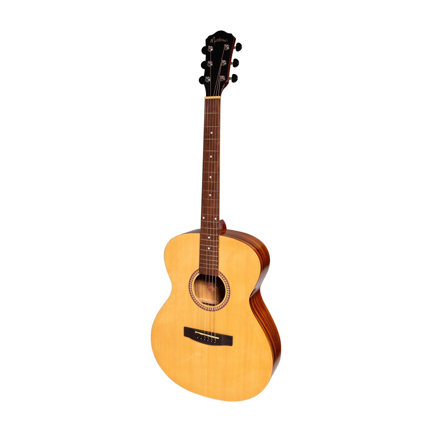 Martinez MF-25PGL-NST Acoustic-Electric Gloss Small Body Left Handed Guitar (Spruce/Koa)