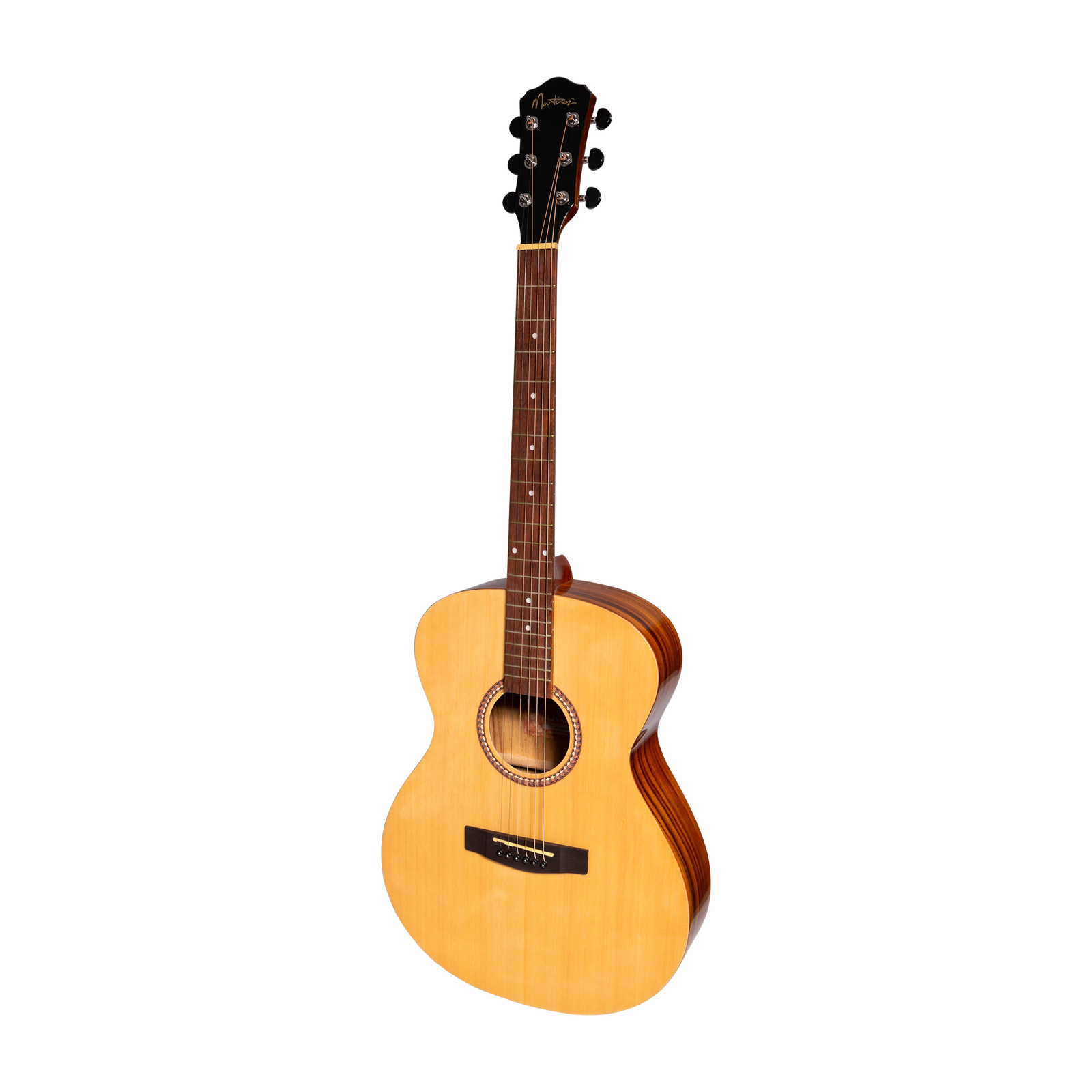Martinez MF-25PGL-NST Acoustic-Electric Gloss Small Body Left Handed Guitar (Spruce/Koa)