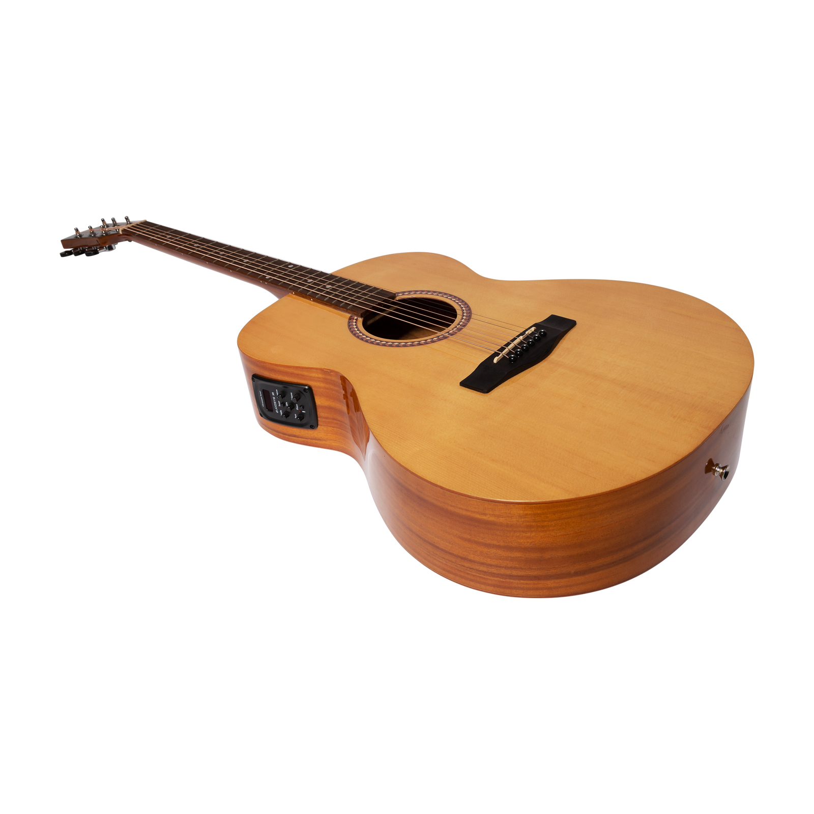 Martinez MF-25PTG-NST Acoustic-Electric Gloss Small Body Guitar with Built-In Tuner (Spruce/Koa) — view 2
