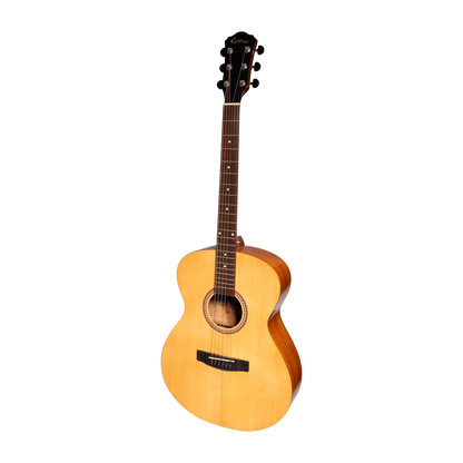 Martinez MF-25PTG-NST Acoustic-Electric Gloss Small Body Guitar with Built-In Tuner (Spruce/Koa)