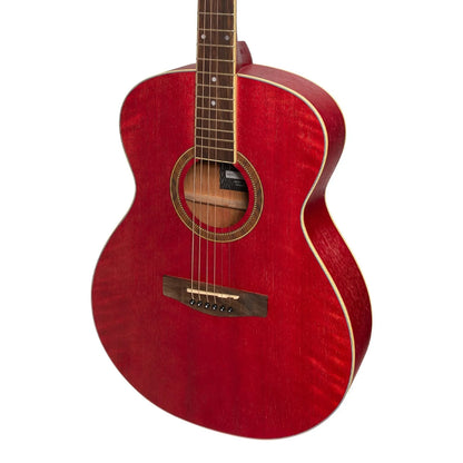 Martinez MF-41-PNK Folk Size Acoustic Guitar in Strawberry Pink, Small Body, 6 Strings, Mahogany Neck, Rosewood Fingerboard — view 4