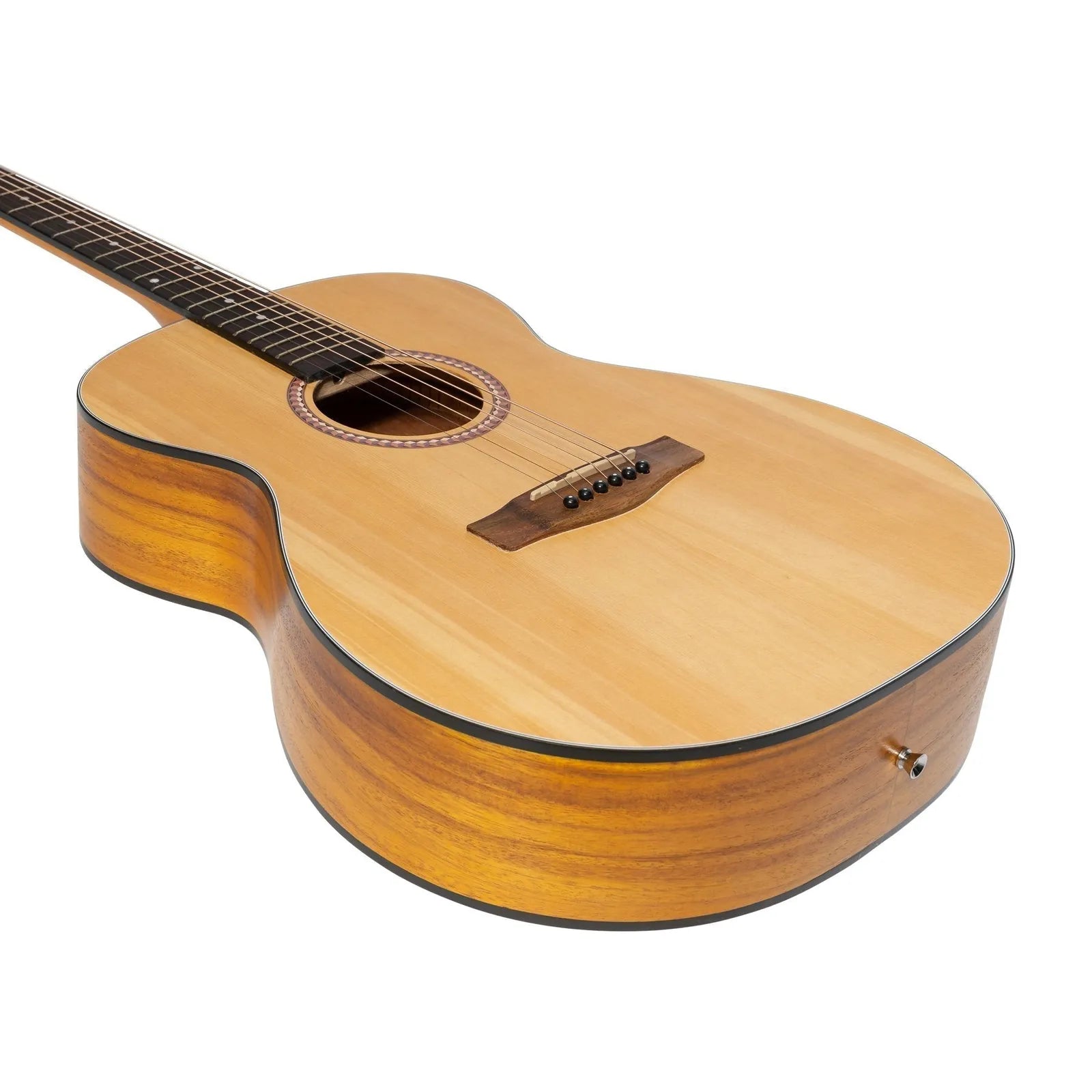 Martinez MF-41L Left Handed Folk Size Acoustic Guitar - Spruce/Koa, 6 Strings, Small Body, Natural Finish — view 6