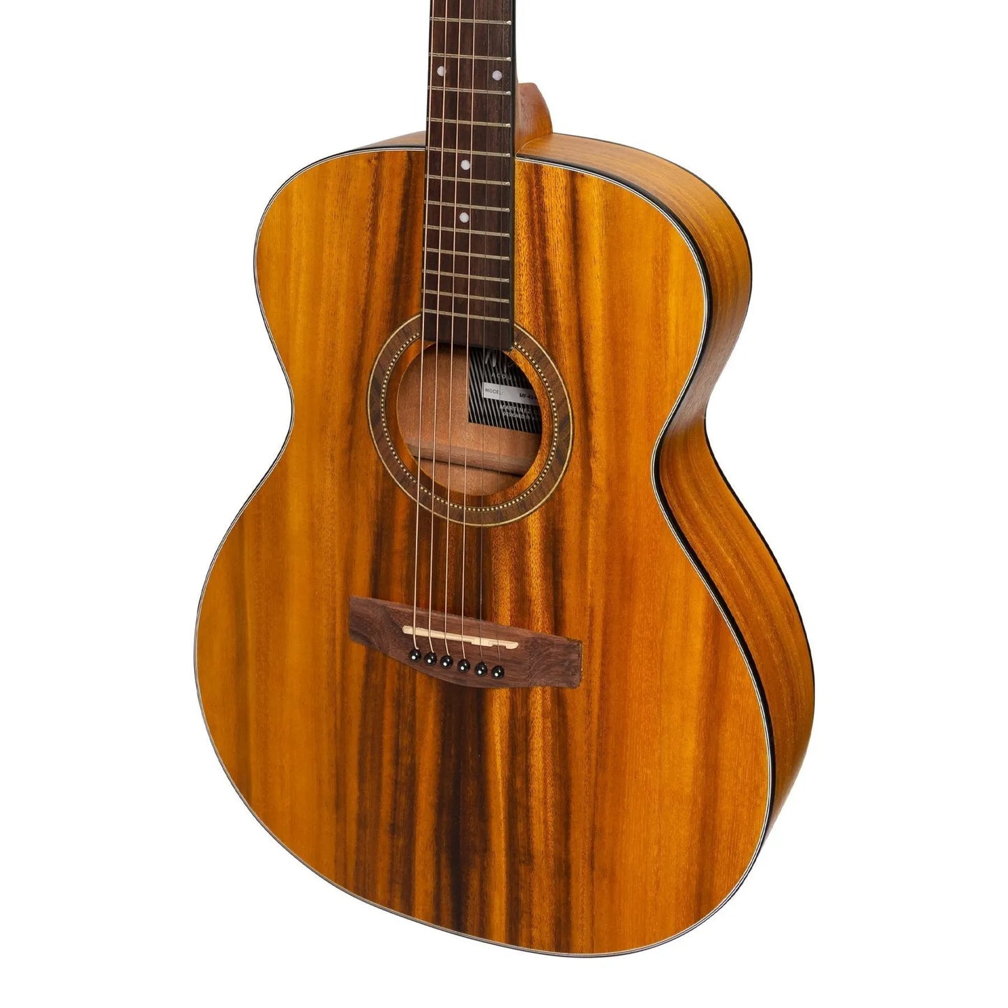 Martinez MF-41 Folk Size Acoustic Guitar with Built-in Tuner (Koa) — view 4