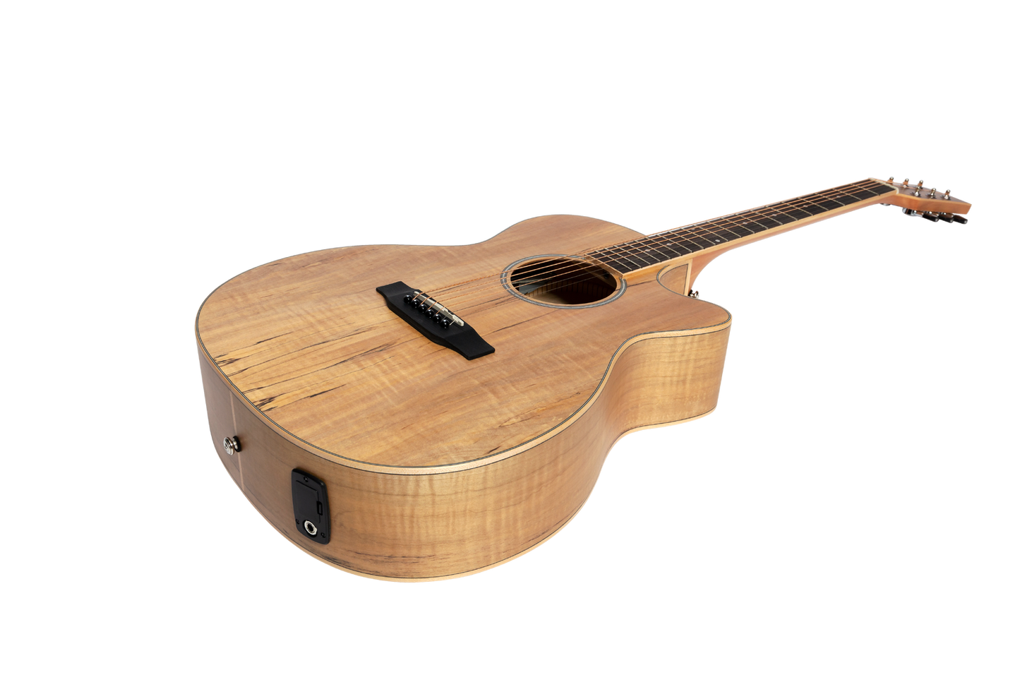 Martinez MFC-31SM-NST Spalted Maple Small Body Acoustic-Electric Cutaway Guitar Natural Satin — view 2