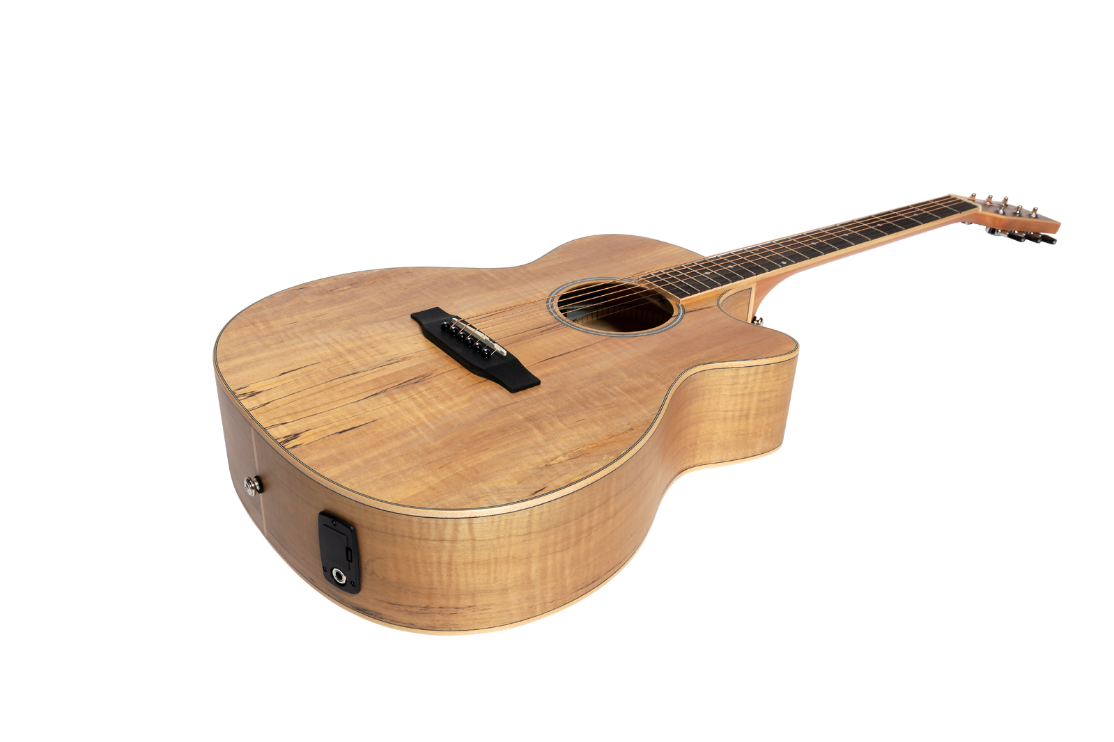 Martinez MFC-31SM-NST Spalted Maple Small Body Acoustic-Electric Cutaway Guitar Natural Satin — view 2