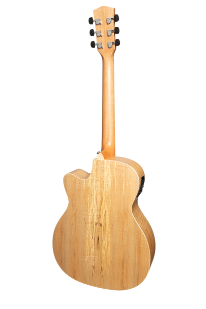 Martinez MFC-31SM-NST Spalted Maple Small Body Acoustic-Electric Cutaway Guitar Natural Satin
