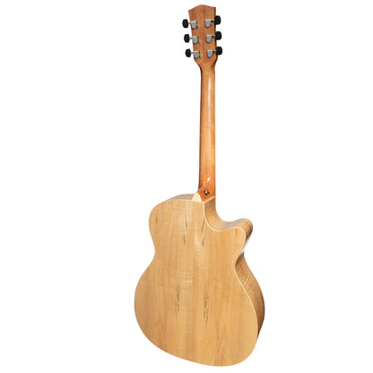 Martinez MFC-31SML-NGL Spalted Maple Small Body Left Handed Acoustic-Electric Cutaway Guitar Natural Gloss — view 2