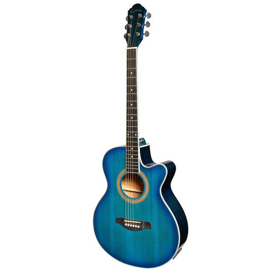 Martinez MFC-41G-TBL '41 Series' Folk Size Cutaway Acoustic-Electric Guitar Blue Burst