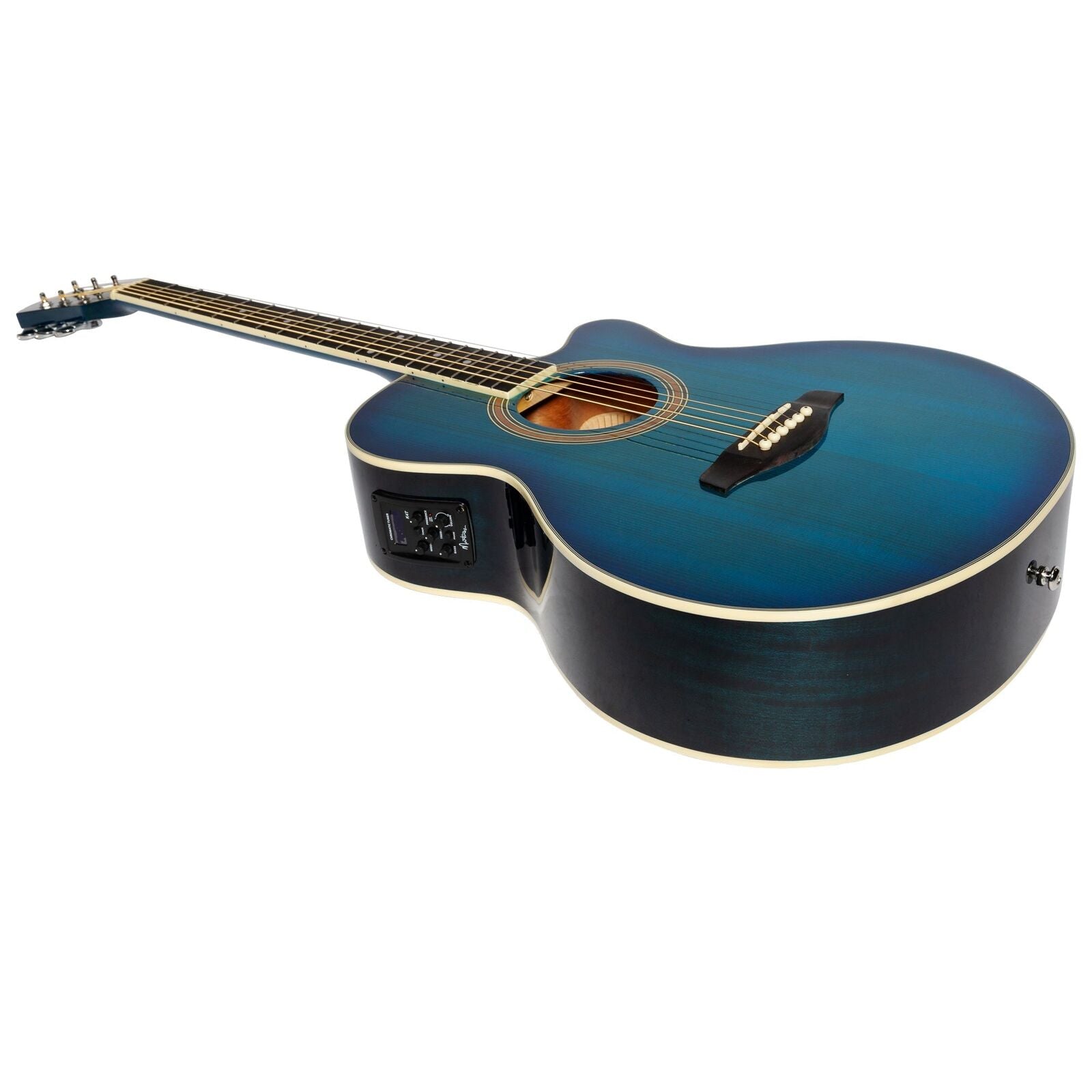 Martinez MFC-41G-TBL '41 Series' Folk Size Cutaway Acoustic-Electric Guitar Blue Burst — view 2
