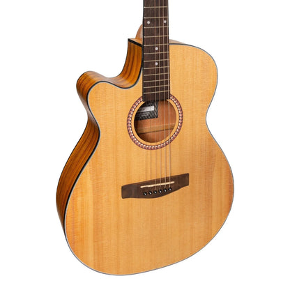 Martinez MFC-41L '41 Series' Left Handed Folk Size Cutaway Acoustic-Electric Guitar Natural Spruce/Koa — view 4