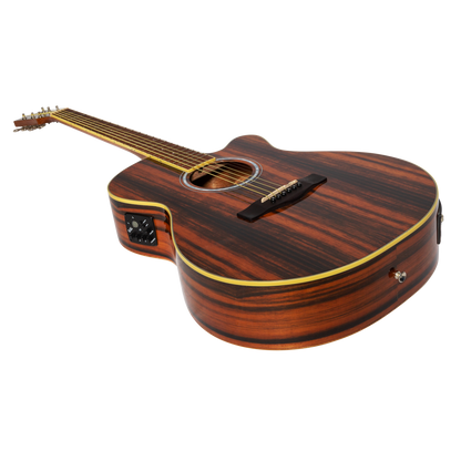 Martinez '51 Series' Folk Size Cutaway Acoustic-Electric Guitar Amara Gloss MFC-51G-AMA — view 3